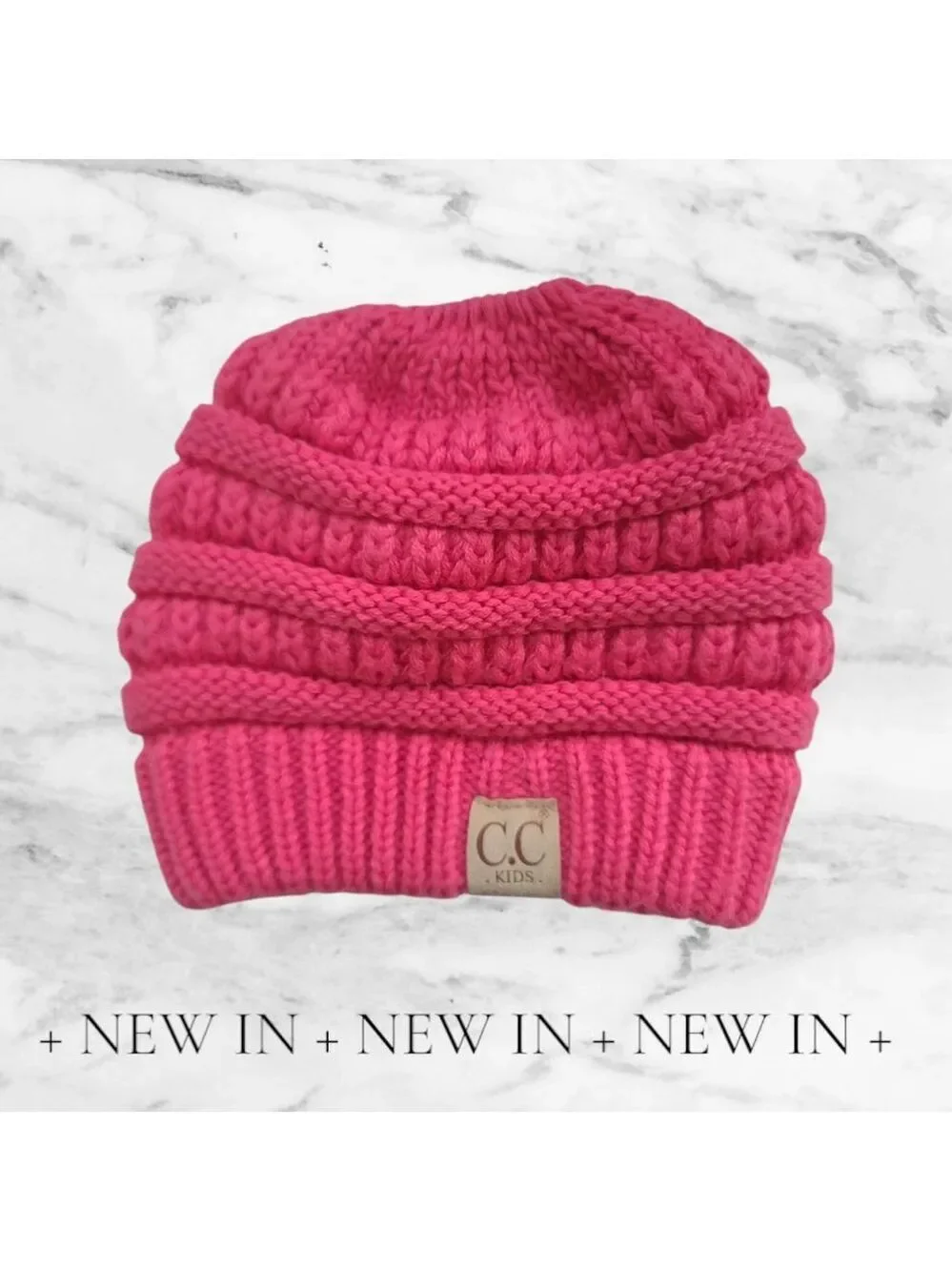 C.C Kids Hot Pink Ribbed Knit Beanie